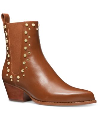 Women's Kinlee Leather Studded Pull-On Chelsea Booties