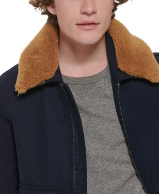 Men's Faux-Fur-Collar Bomber Jacket