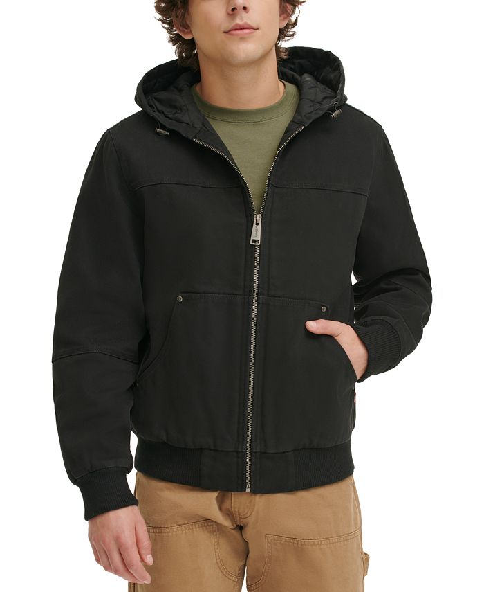 Men's Levi's Canvas Workwear Hooded Bomber Jacket, Size: Medium, Black