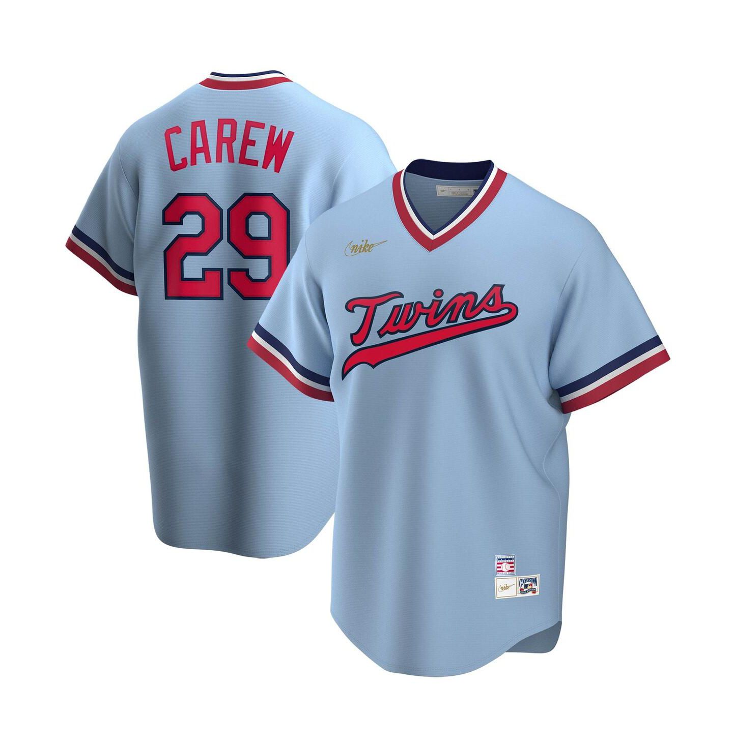 Мужской топ Nike Rod Carew Minnesota Twins Coop Player Replica Jersey — фото 2