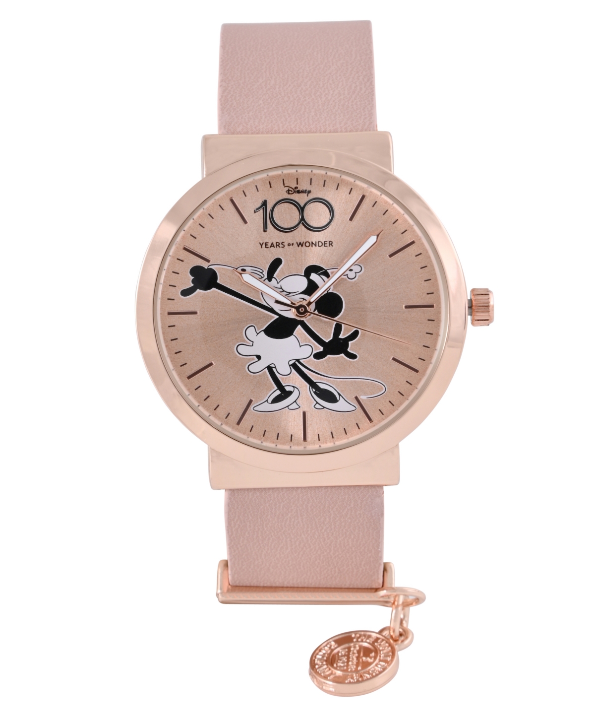 Accutime Women's Disney 100th Anniversary Analog Pink Faux Leather Watch 32mm