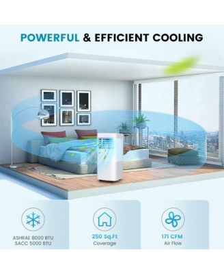 – 8000 BTU 4-in-1 Portable Air Conditioner with Cool, Fan, Dehumidifier & Sleep Mode