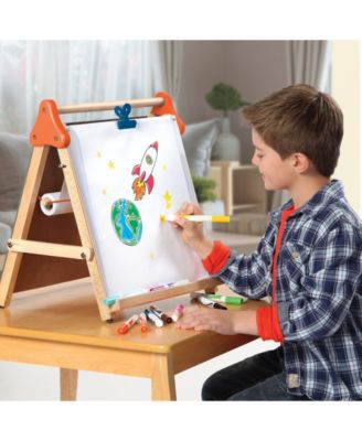 3-in-1 Tabletop Dry Erase Chalkboard Painting Art Easel, Wood Frame