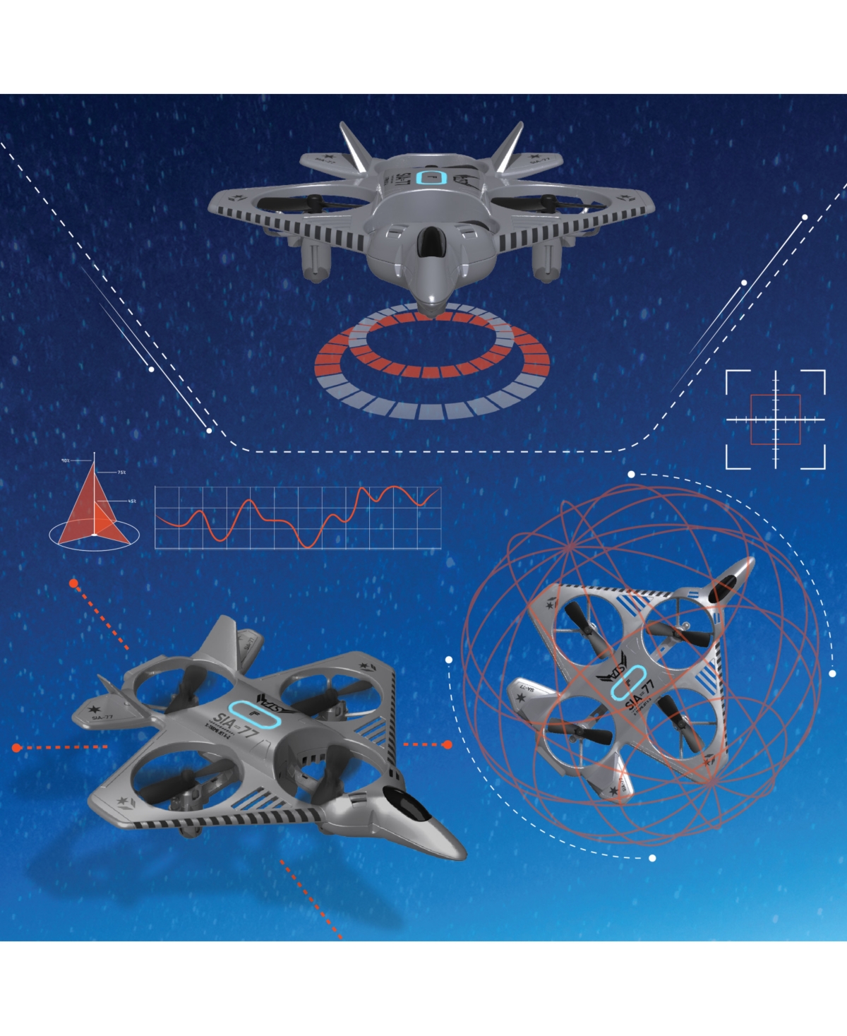 Sharper Image X-treme Jet X-2 High-performance Remote Control Drone In Gray