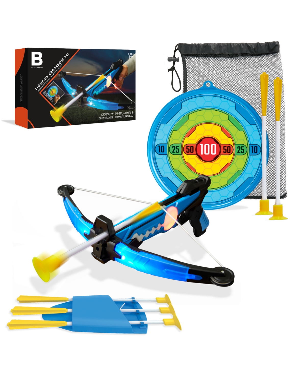 Black Series Light-up Crossbow Set, Led Glow Archery Game In Black