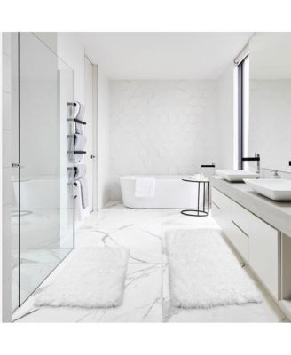 Ultra Soft Non Slip Shaggy 2 Piece Bath Rug Set, Small 17x24 & Medium 20x32