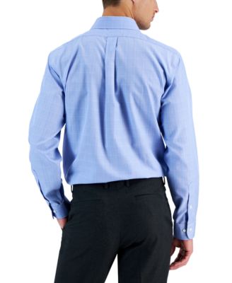 Men's Regular Fit Non-Iron Spread Collar Glen Plaid Broadcloth Dress Shirt
