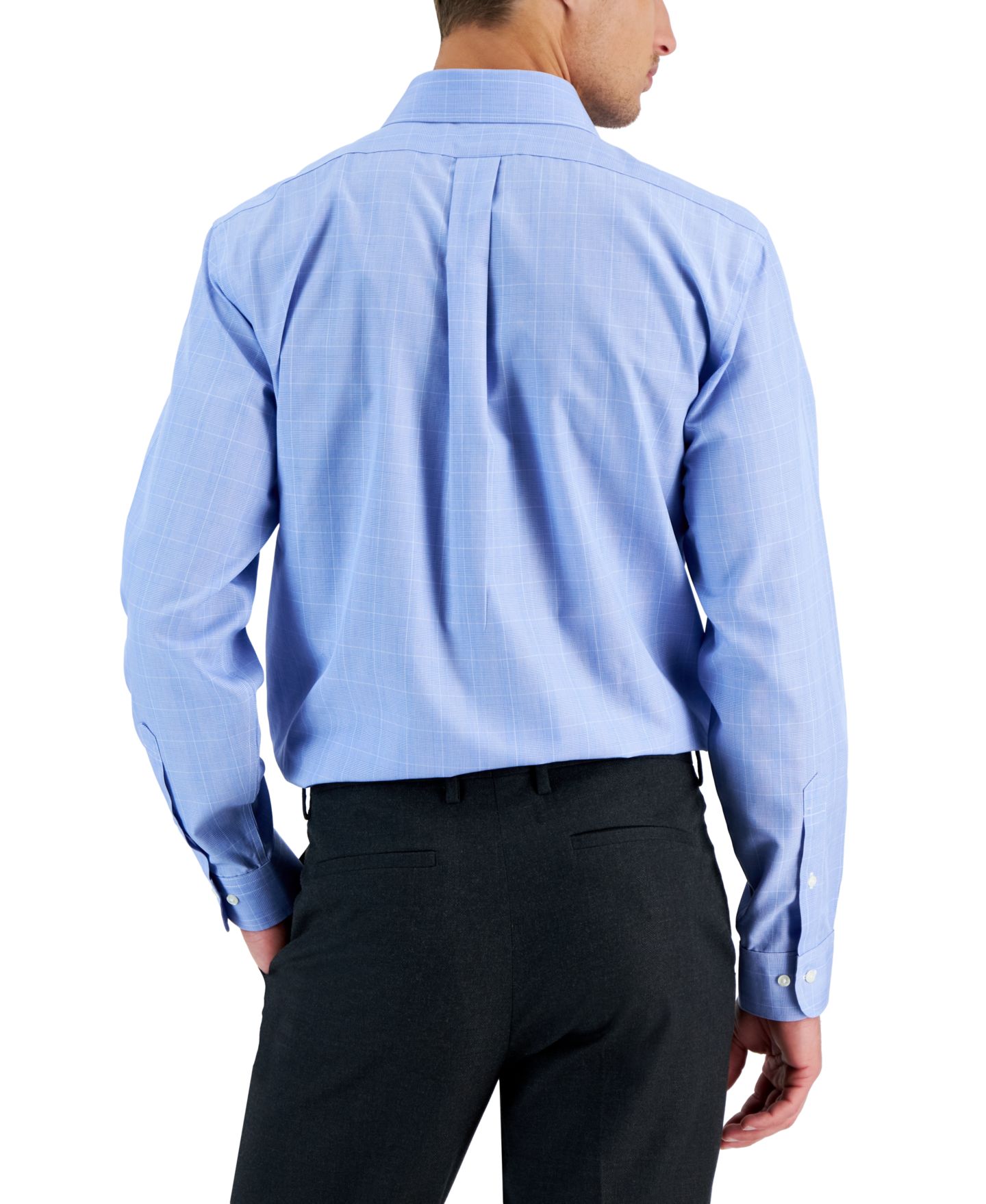 Мужская рубашка Brooks Brothers Regular Fit Non-Iron Spread Collar Glen Plaid Broadcloth Dress Shirt, цвет: Синий — фото 2