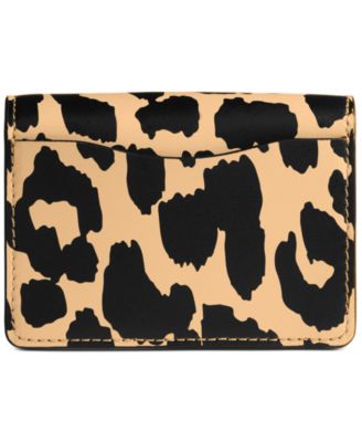 COACH Leopard Printed Leather Card Case on a Chain 