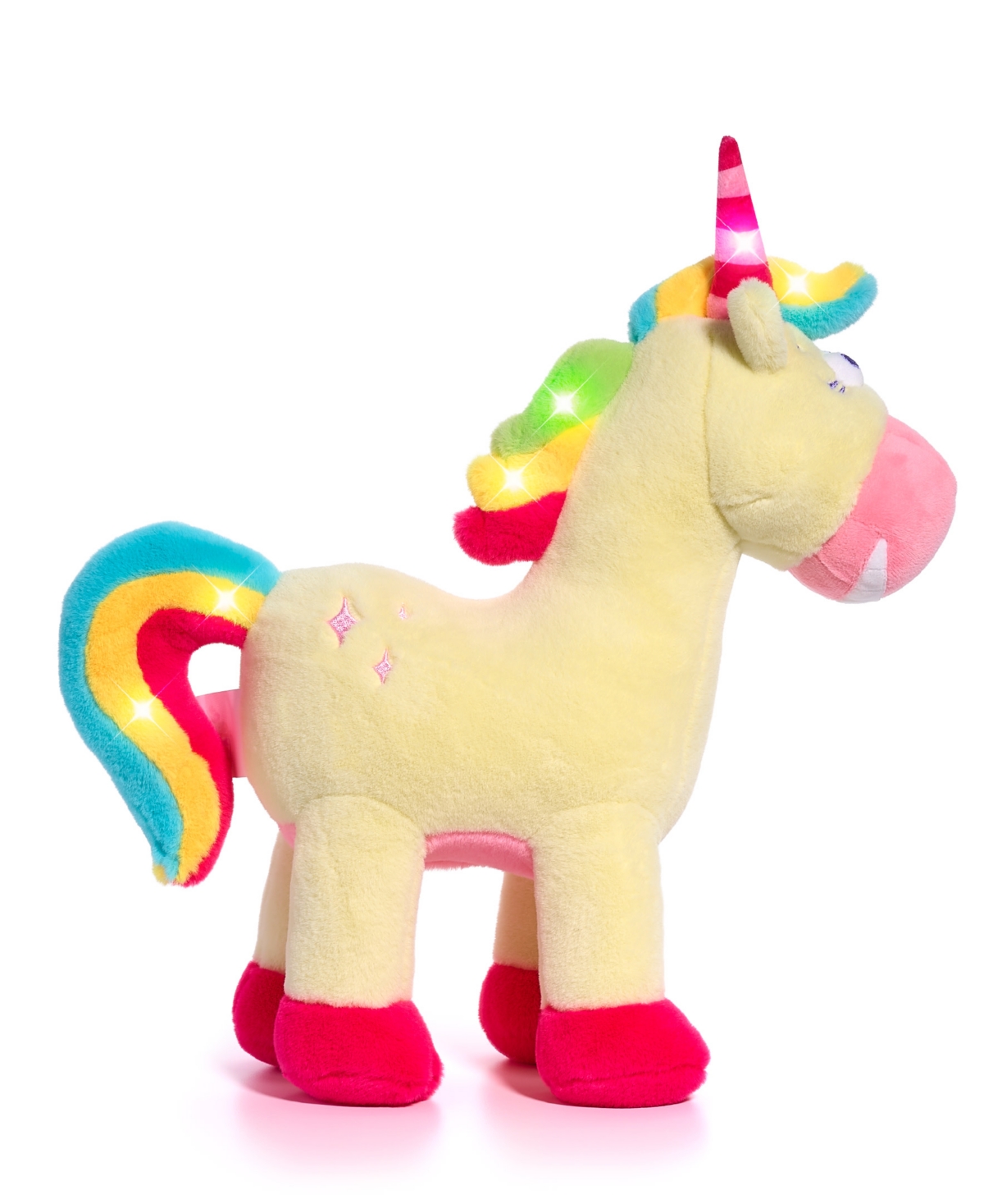 Geoffrey's Toy Box 14" Glow Brights Toy Plush Led With Sound Unicorn, Created For Macys In Pastel Pink