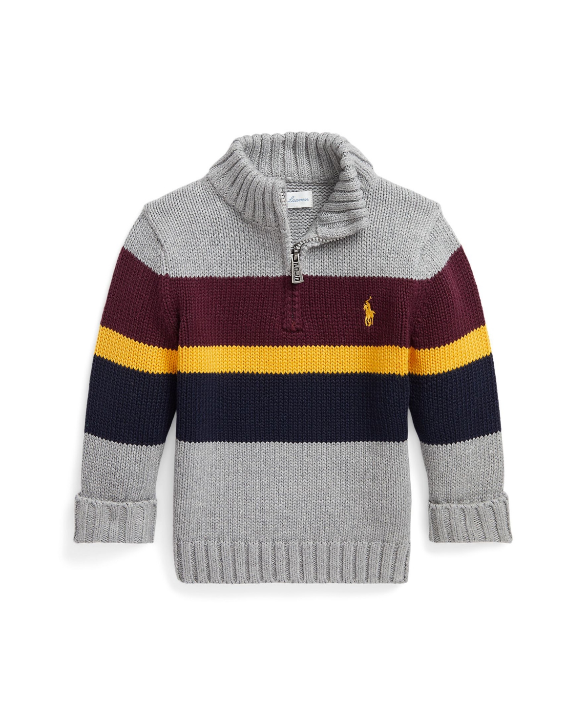 Polo Ralph Lauren Baby Boys Striped Cotton Quarter Zip Sweater In Andover Heather Multi