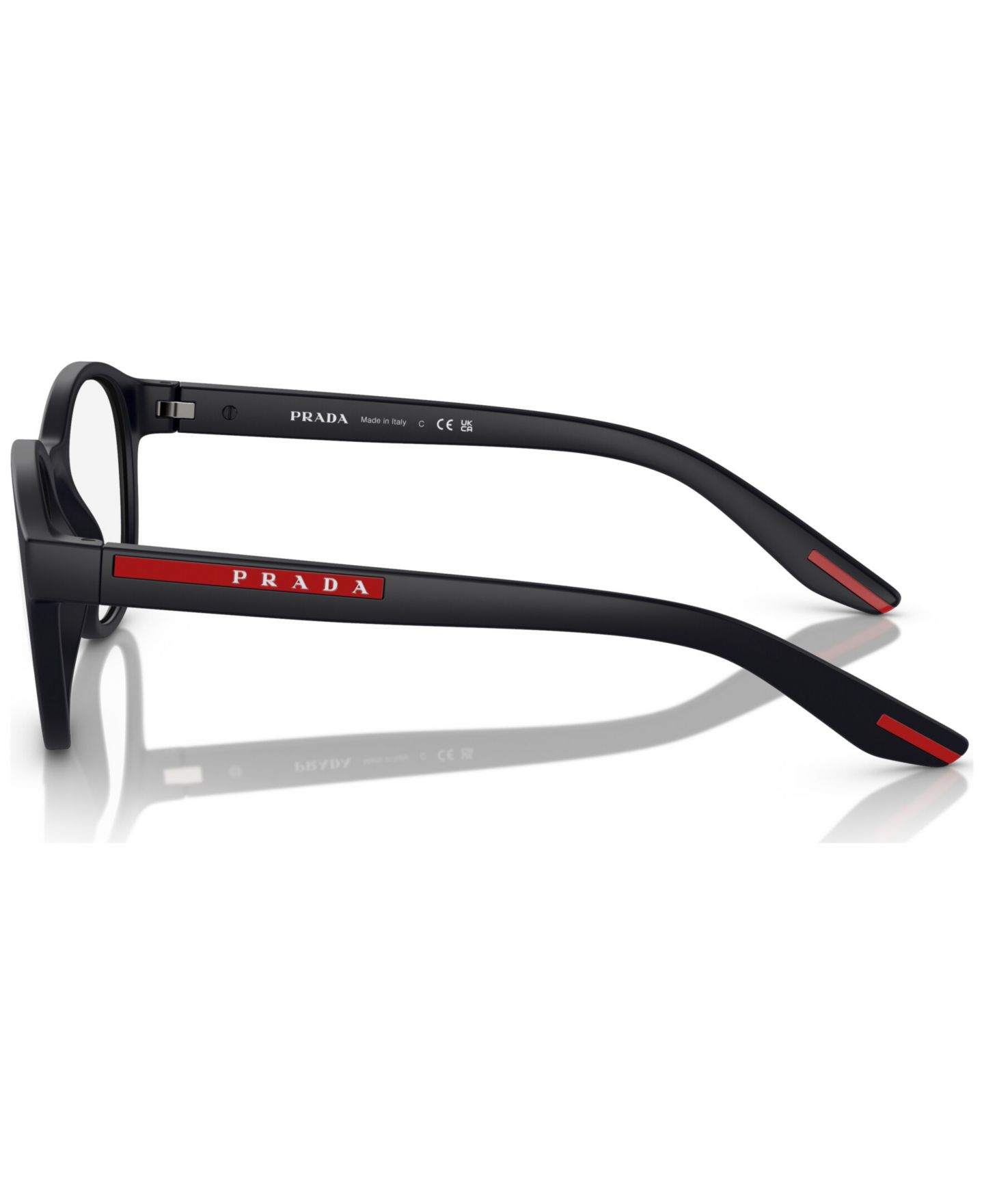 Мужские очки PRADA LINEA ROSSA Man Panthos Plastic PS 07PV Eyeglasses, цвет: Чёрный каучуковый — фото 4
