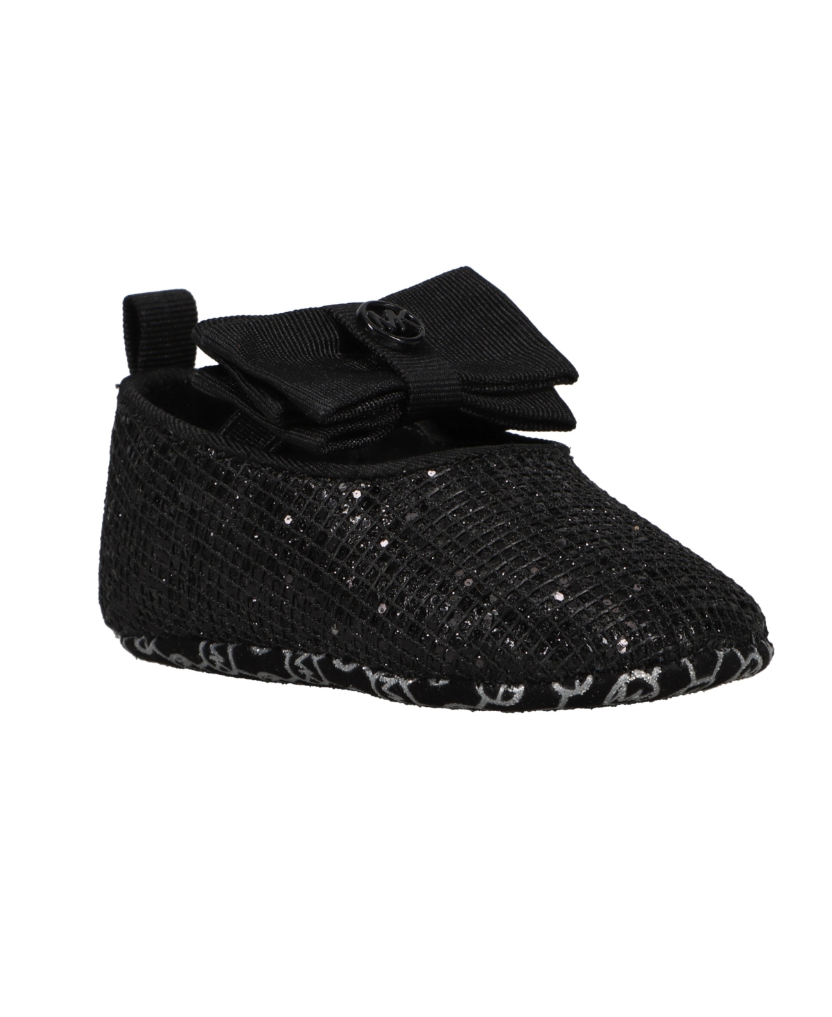 Michael Kors Baby Girls Baby Day Ballerina Crib Shoes In Black Shimmer
