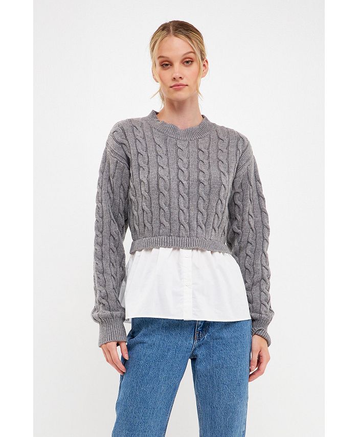 English Factory Women's Mixed Media Sweater - Macy's