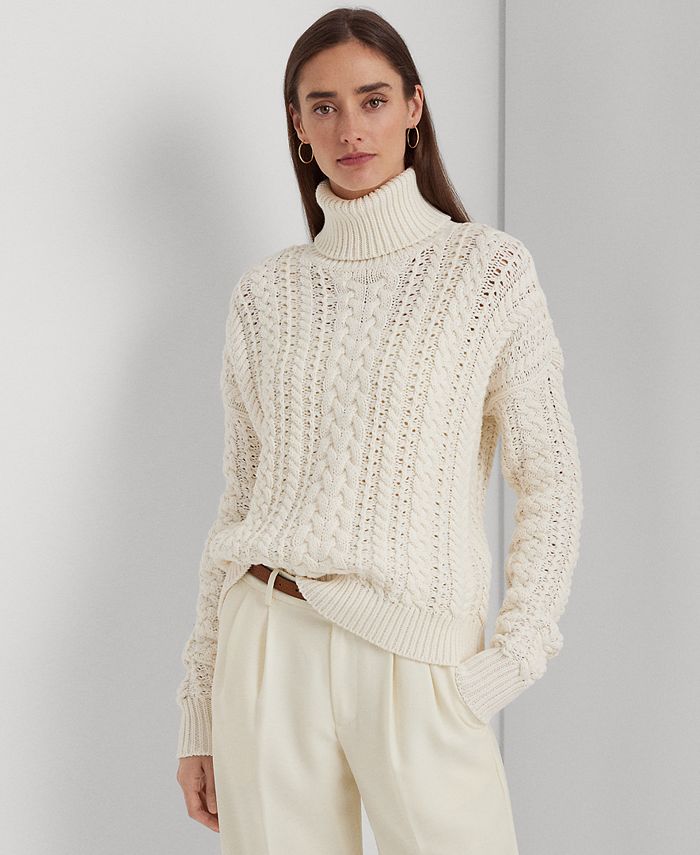 Lauren Ralph Lauren Women s Cable Knit Turtleneck Sweater Macy s