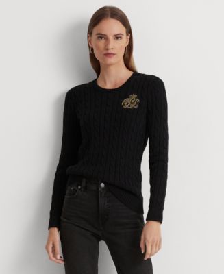 Lauren Ralph Lauren Women's Bullion Cable-Knit Cotton Sweater - Macy's