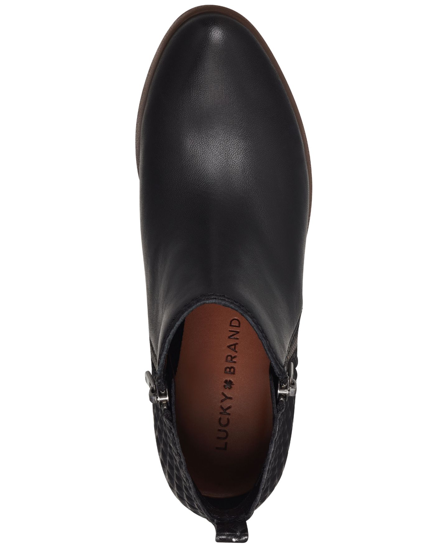 Женские ботинки Lucky Brand Basel Ankle Booties, цвет: Чёрный бриллиантовый кожаный — фото 4