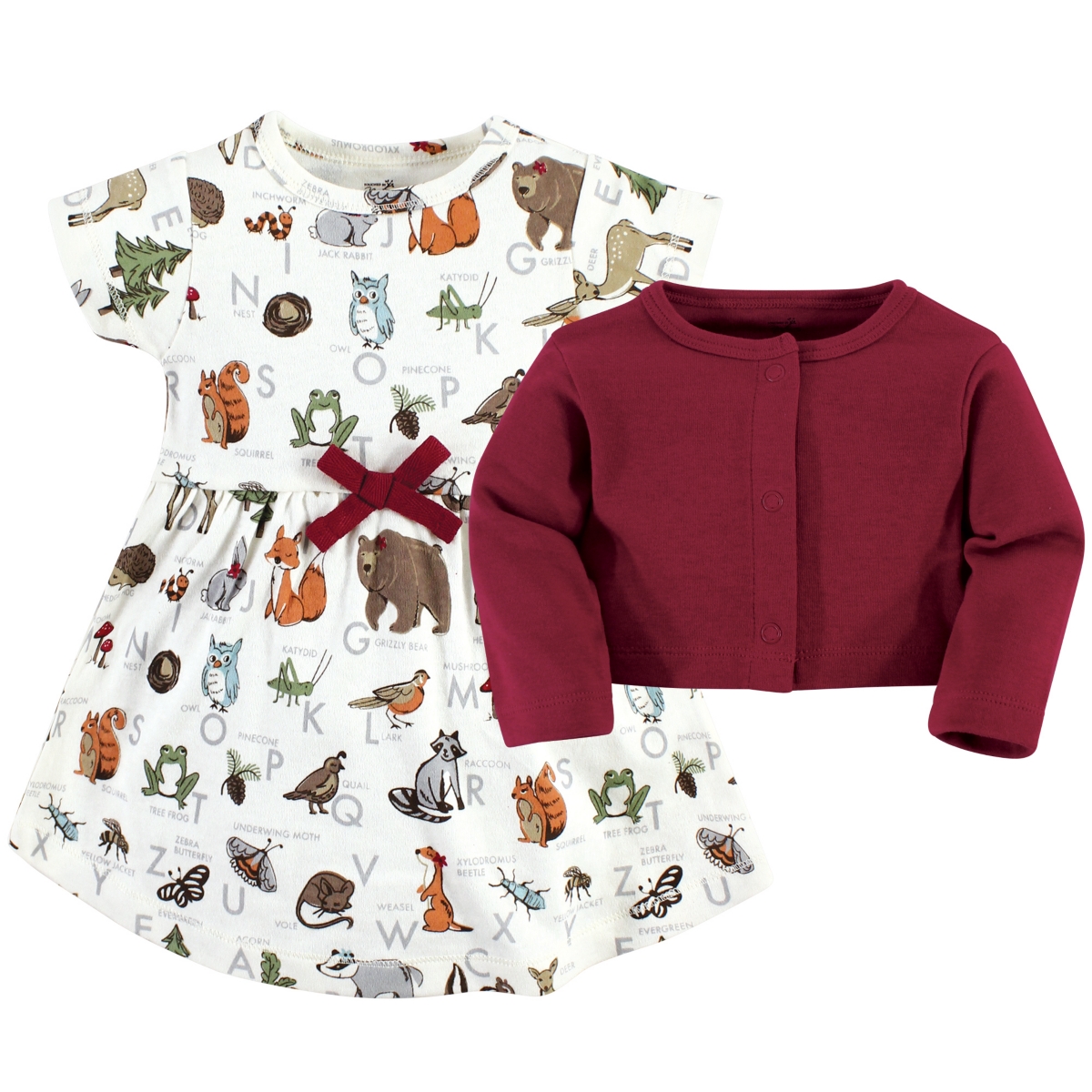 Touched by Nature Toddler Girls Organic Cotton Dress and Cardigan