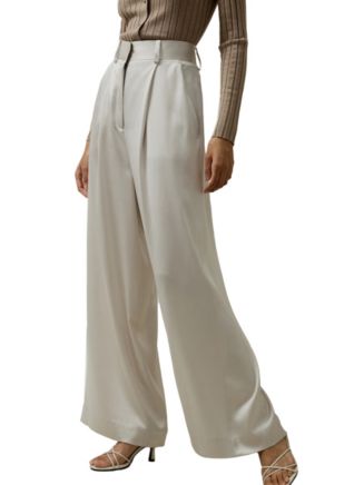 LILYSILK Women's High-Waisted Wide Leg Dense Silk Pants - Macy's