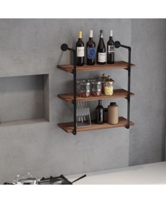 37.5" Industrial 3-Tier Floating Storage Bookshelf Bracket,