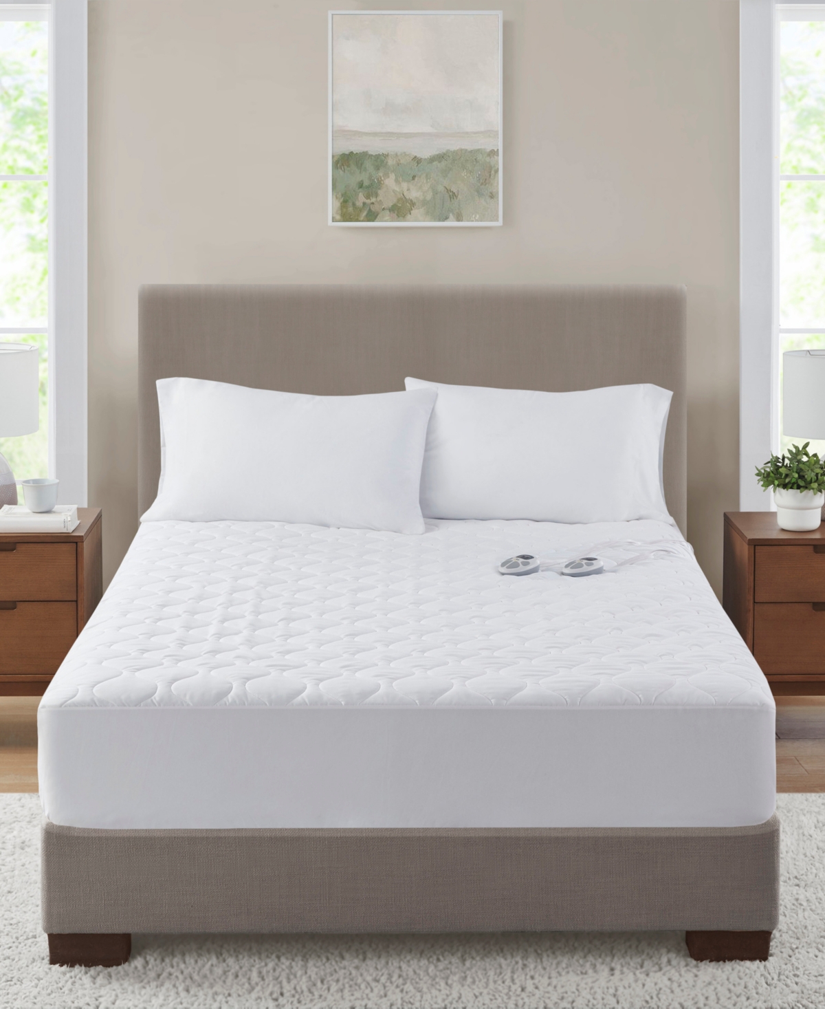 Serta Microfiber Heated Mattress Pad, Twin In White