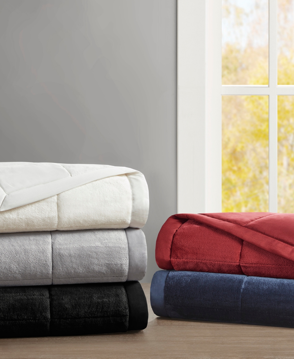 Madison Park Coleman Plush Reversible HeiQ Smart Temperature Down Alternative Blanket, Xl