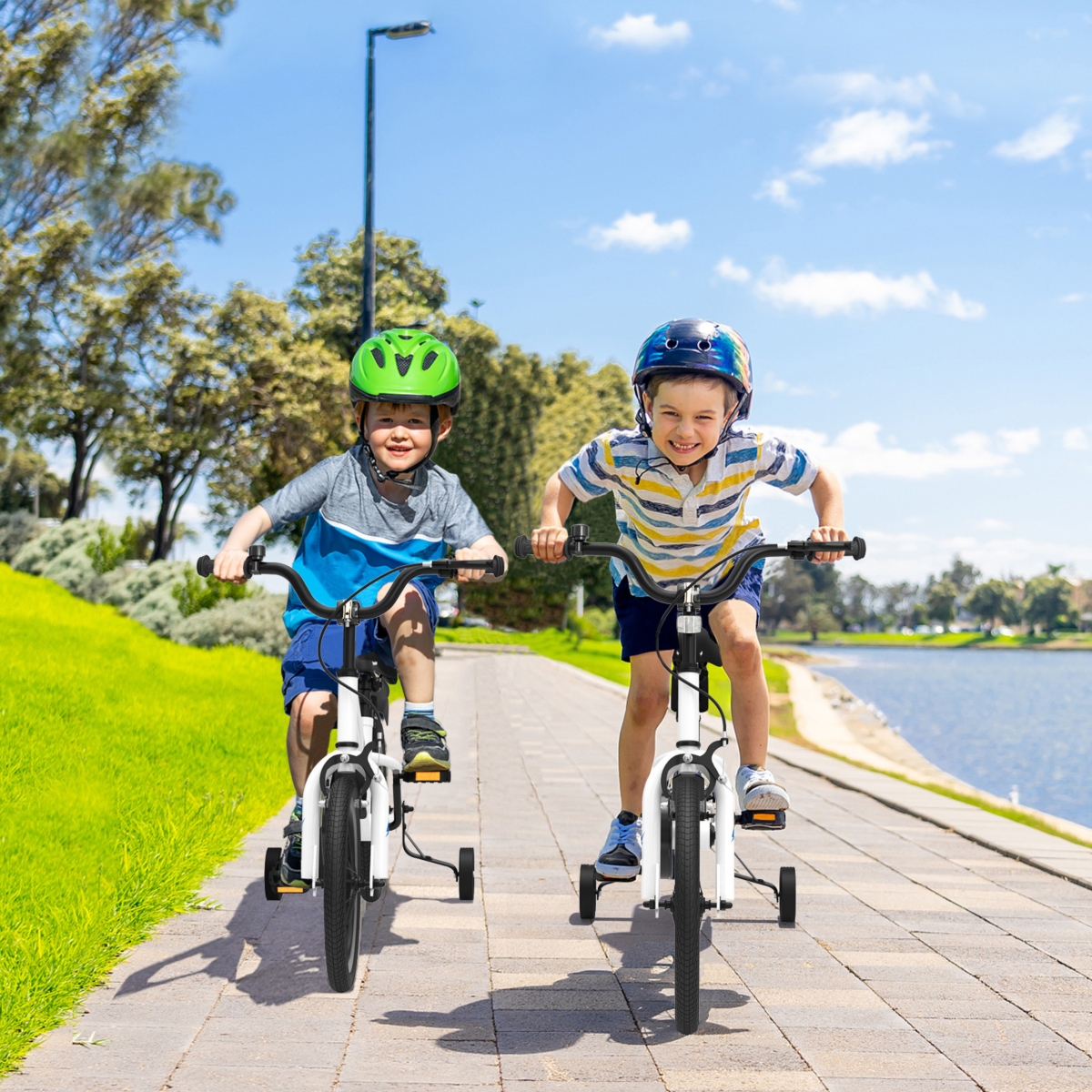 16'' Kid's Bike with Removable Training Wheels & Basket for 4-7 Years Old