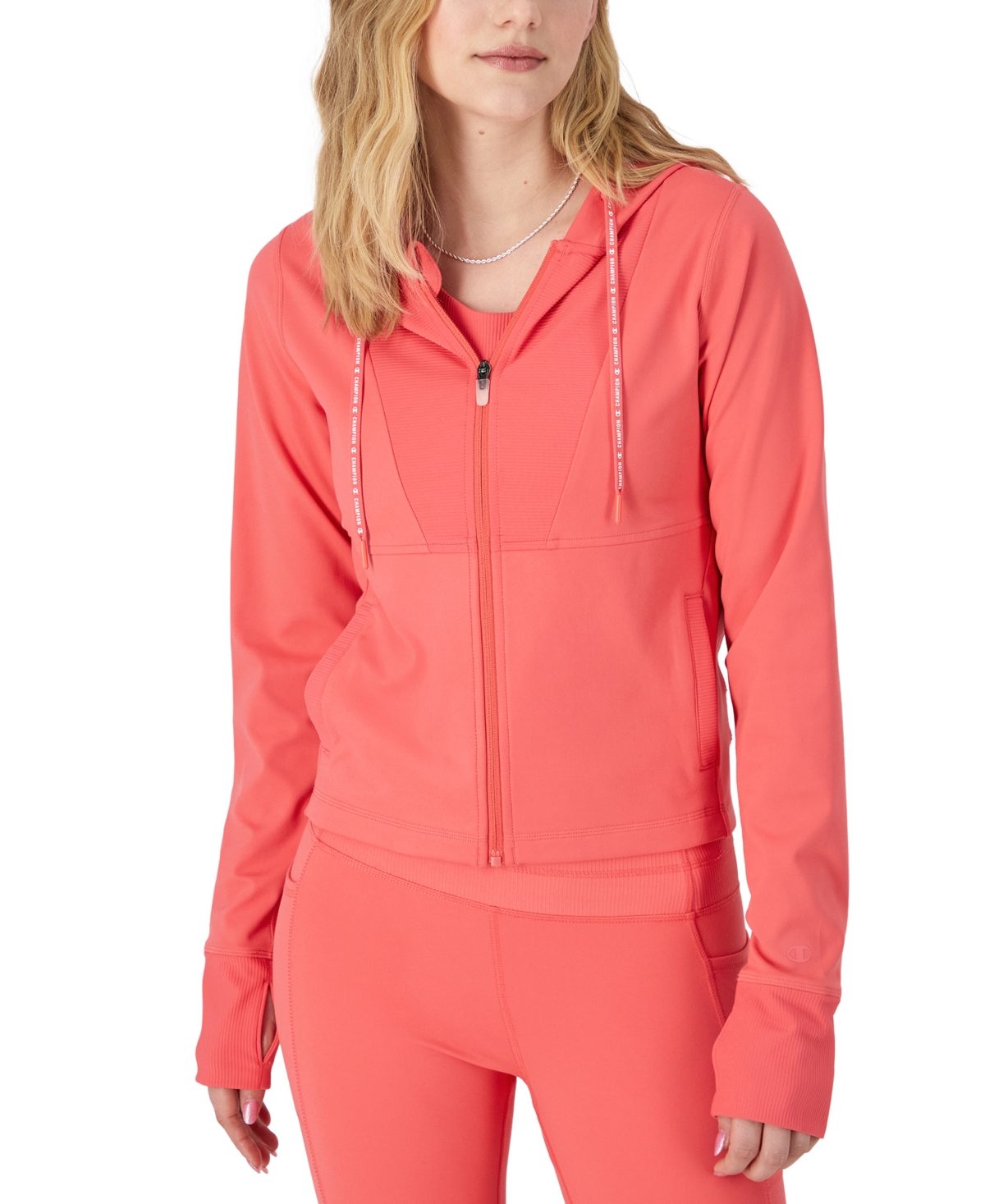 Women's Soft Touch Zip-Front Hooded Jacket - High Tide Coral