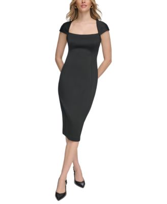 Calvin Klein - Women's Square-Neck Midi Sheath Dress
