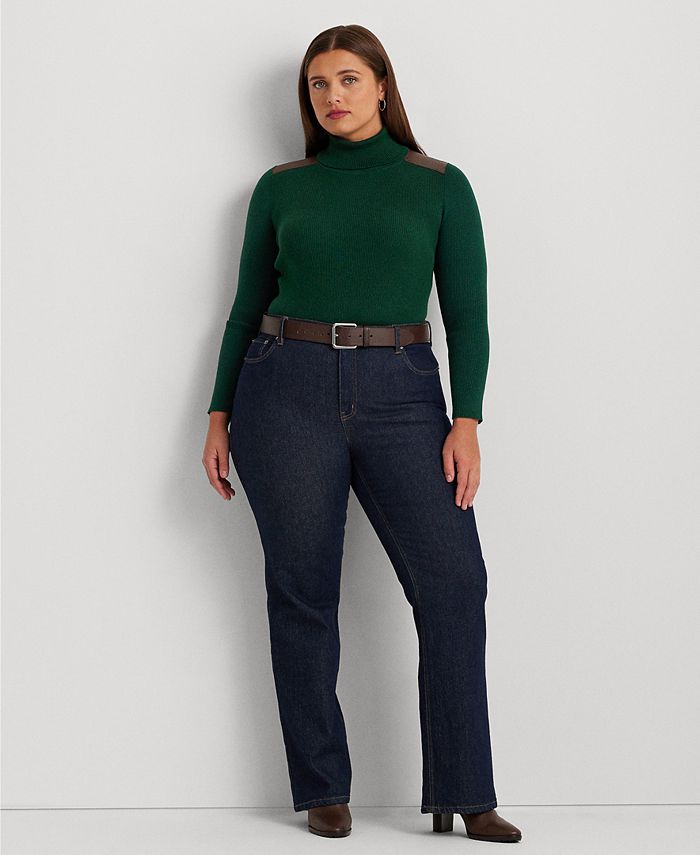 Lauren Ralph Lauren Plus Size Ribbed ElbowPatch Turtleneck Macy's