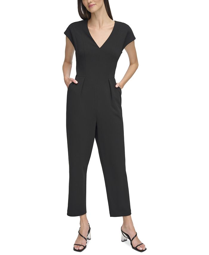 Calvin Klein Women's Short-Sleeve Cropped Jumpsuit - Macy's