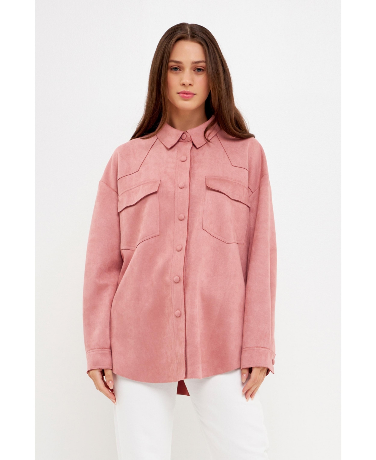 English Factory Women's Faux Suede Over Shirts