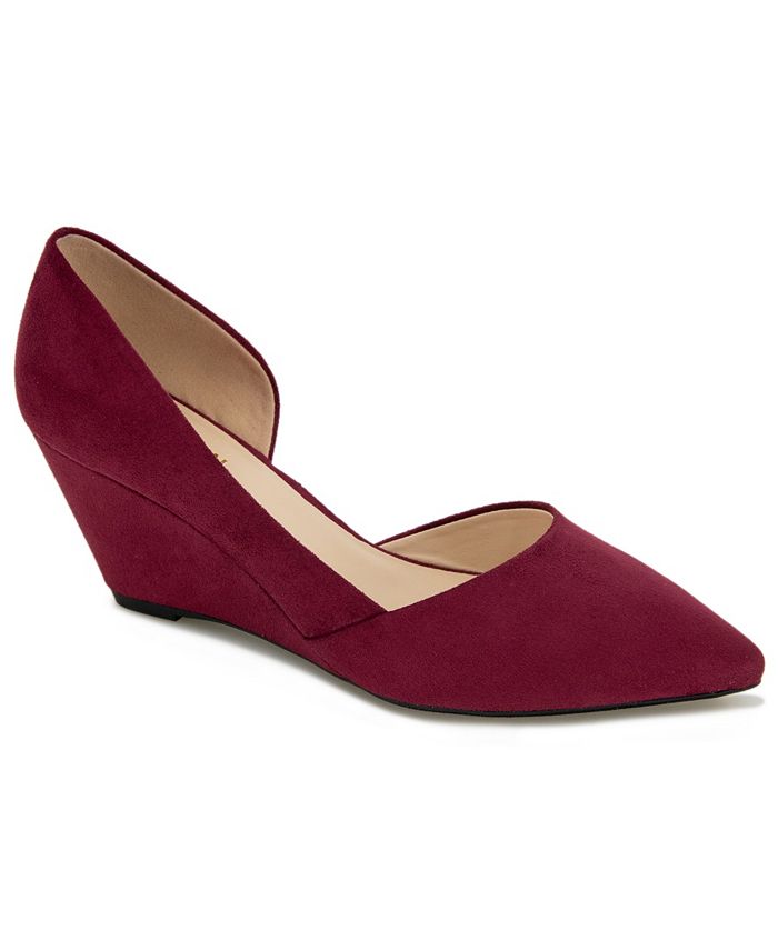 Burgundy wedge clearance shoes women's