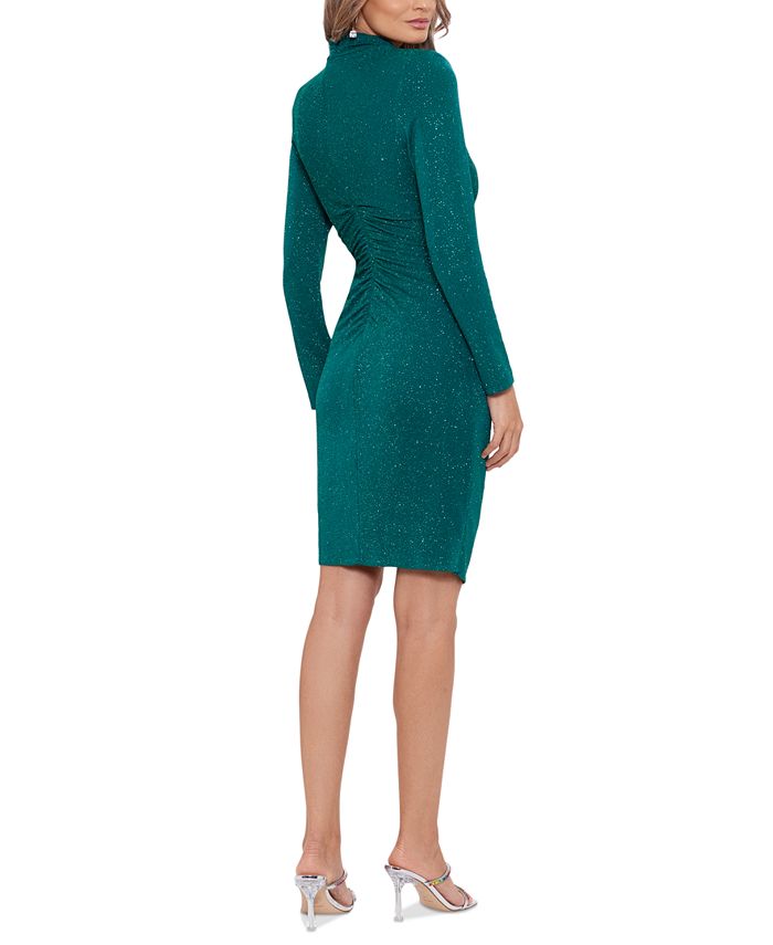Betsy & Adam Women's Ruched GlitterKnit SideSlit Dress Macy's