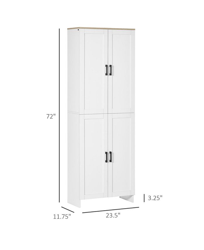 72" Freestanding Kitchen Pantry, 4Door Storage