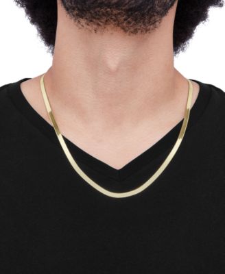 Polished & Beveled Herringbone Link 22" Chain Necklace in 18k Gold-Plated Sterling Silver & Sterling Silver 