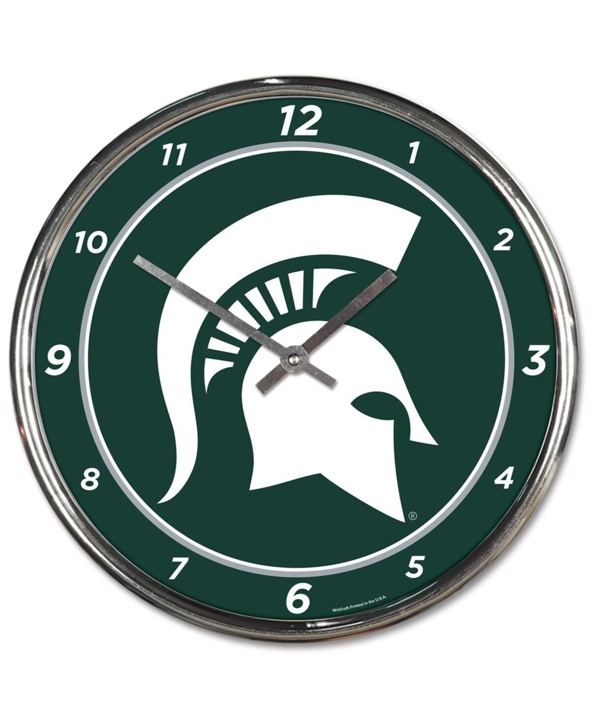 Wincraft Michigan State Spartans Chrome Wall Clock In Green