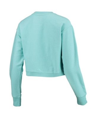 Women's Light Blue Wisconsin Badgers Corded Timber Crop Pullover Sweatshirt