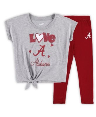 Preschool Girls Heathered Gray, Crimson Alabama Crimson Tide Forever Love T-shirt and Leggings Set