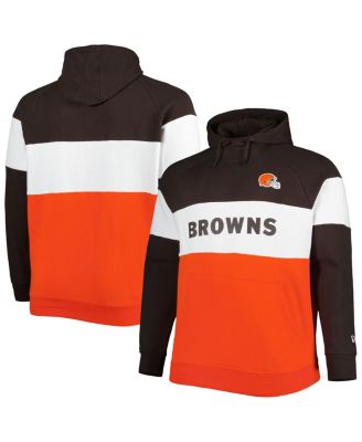 Men's Brown, Orange Cleveland Browns Big and Tall Current Team Colorblock Fleece Raglan Pullover Hoodie