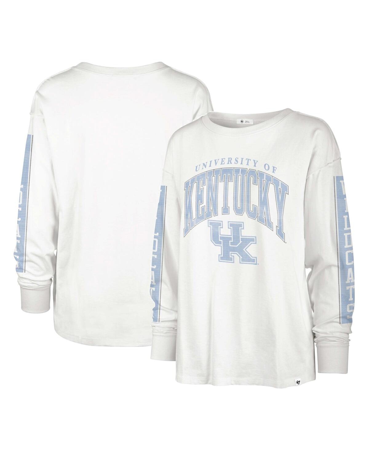 Women's '47 Brand White Kentucky Wildcats Statement Soa 3-Hit Long Sleeve T-shirt - White