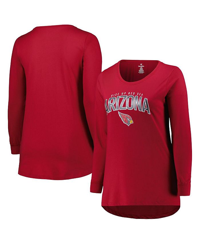 Fanatics Women's Branded Cardinal Arizona Cardinals Plus Size Measure  Distance Scoop Neck Long Sleeve T-shirt - Macy's