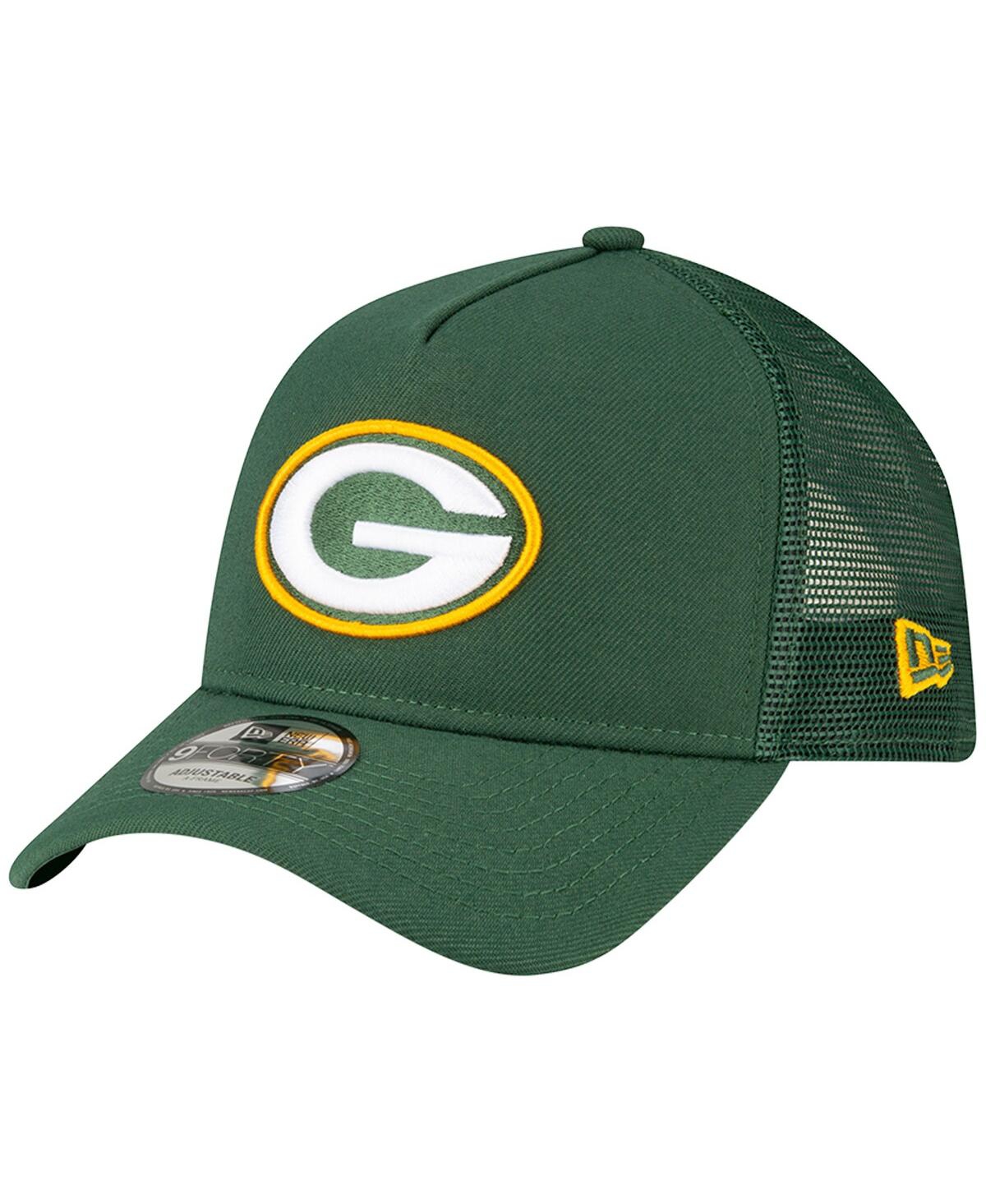 New Era Men's  Green Green Bay Packers A-frame Trucker 9forty Adjustable Hat