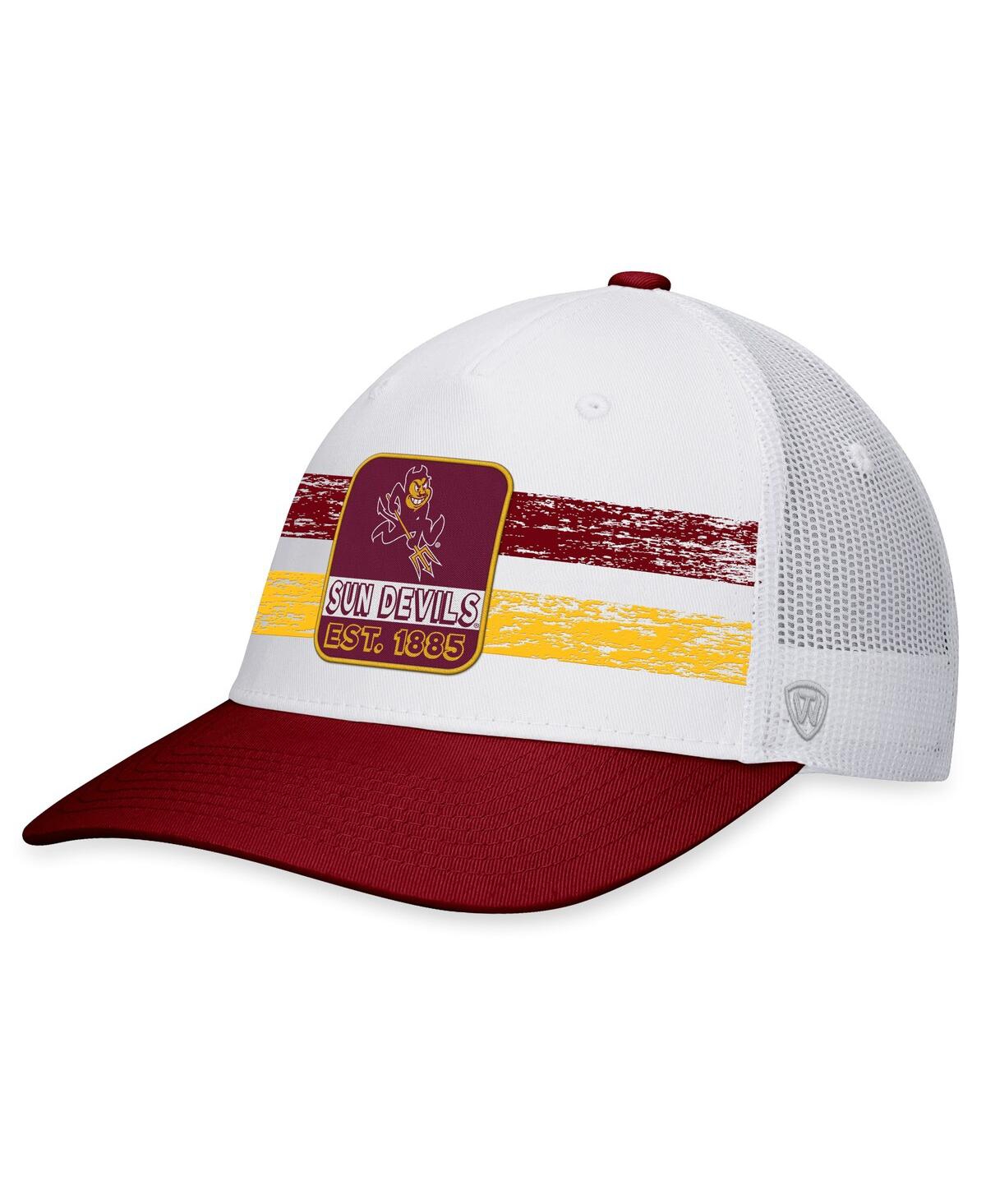 Top Of The World Men's  White, Maroon Arizona State Sun Devils Retro Fade Snapback Hat In White,maroon