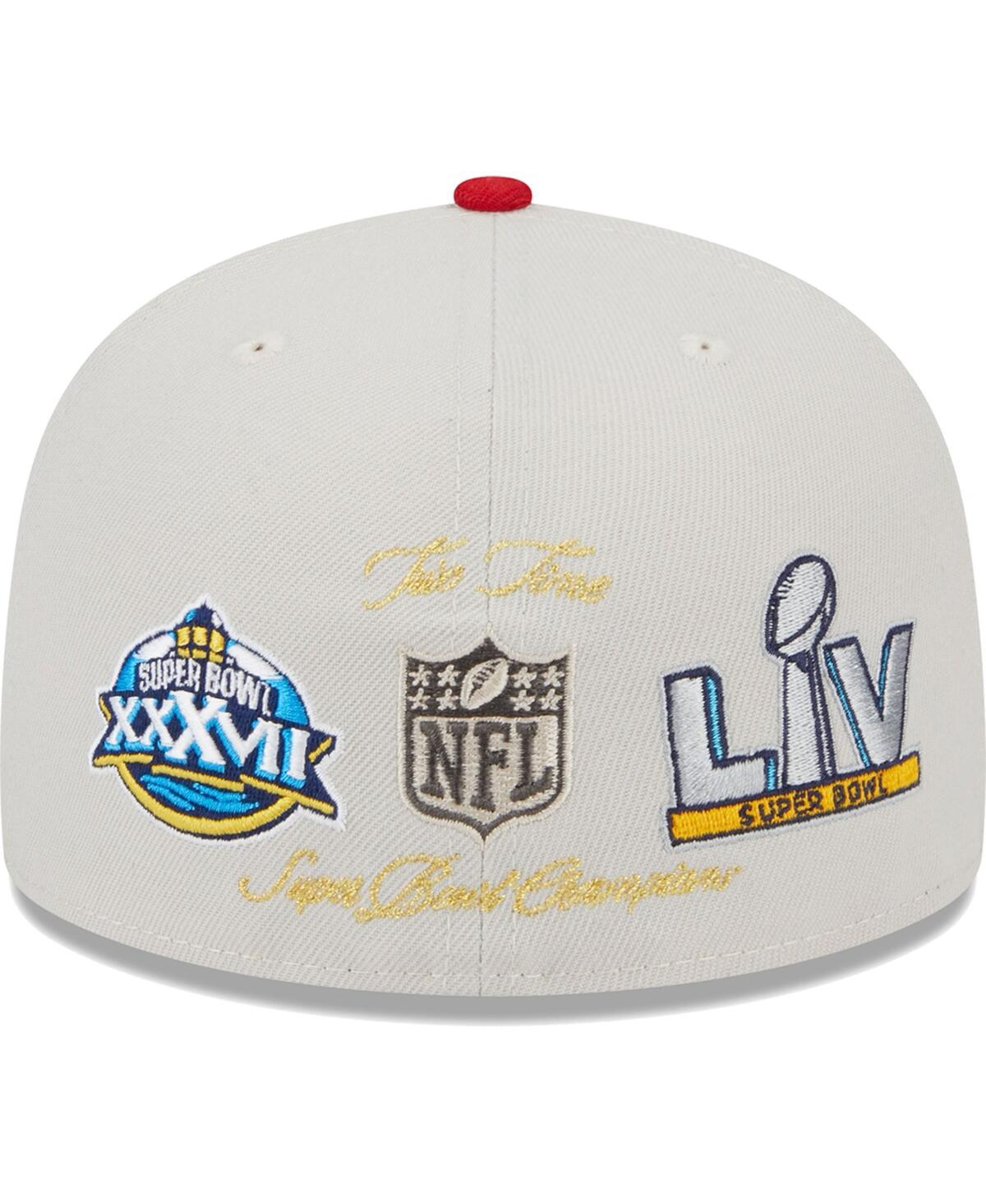 Shop New Era Men's  Khaki, Red Tampa Bay Buccaneers Super Bowl Champions Patch 59fifty Fitted Hat In Khaki,red