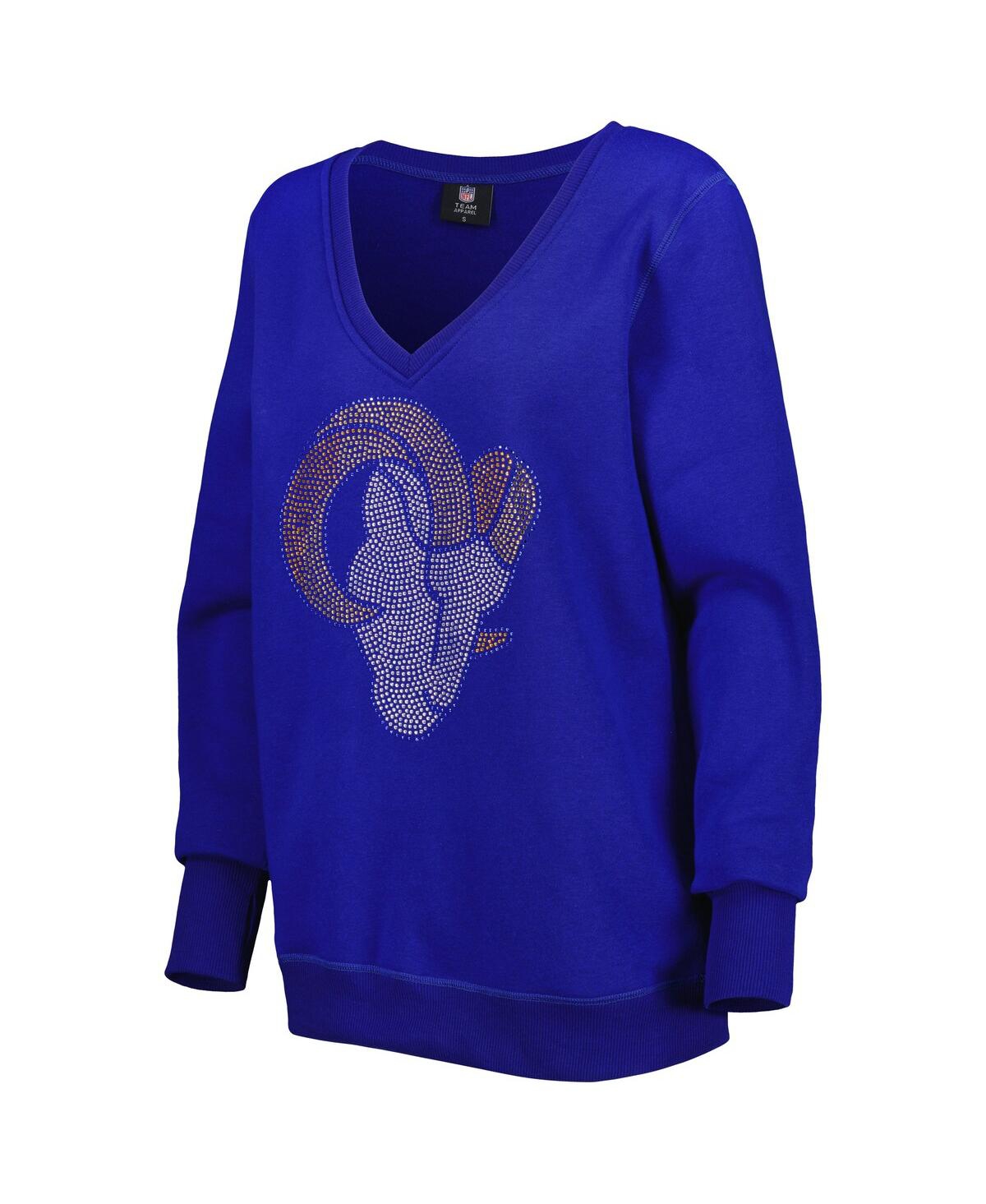 Shop Cuce Women's  Royal Los Angeles Rams Deep V-neck Pullover Sweatshirt