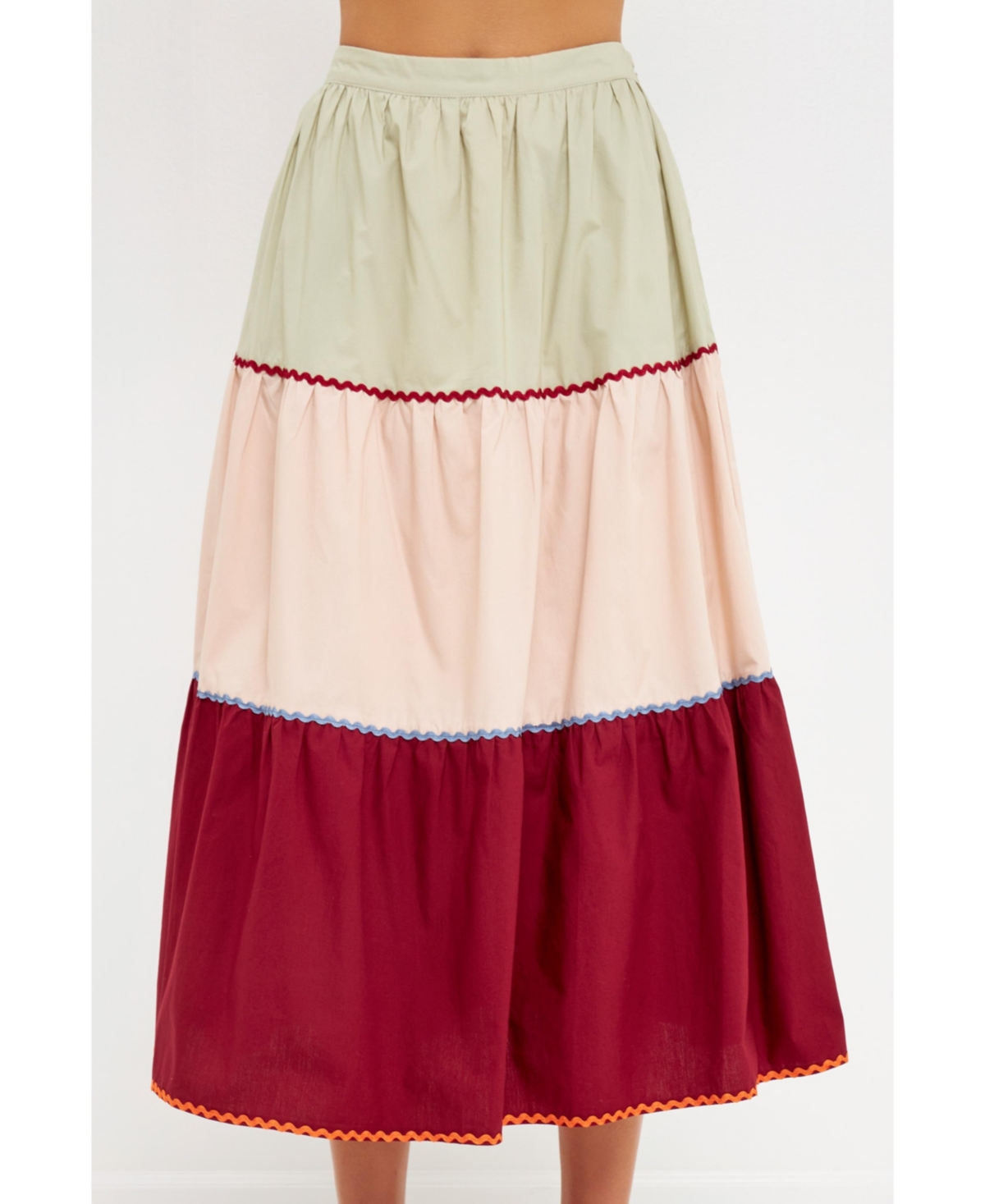 Women's Color Block Midi Skirt - Multi