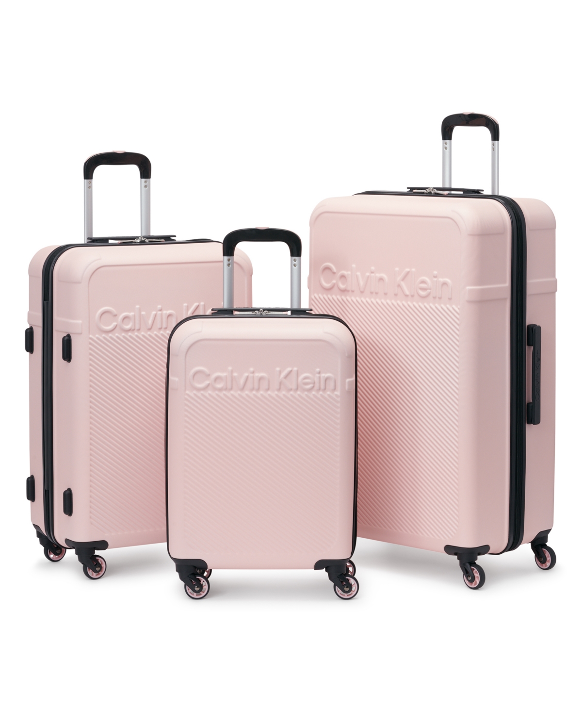 Calvin Klein Expression 3 Piece Luggage Set In Silver Pink