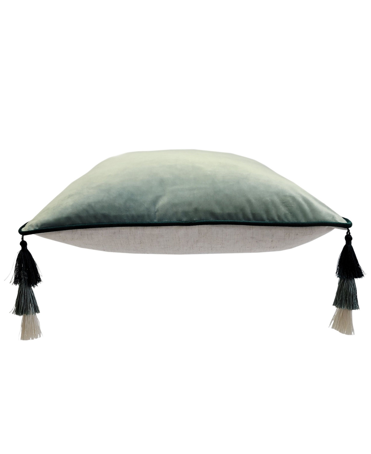 Ediehome Velvet Reversible Tassel Decorative Pillow, 18" X 18" In Green