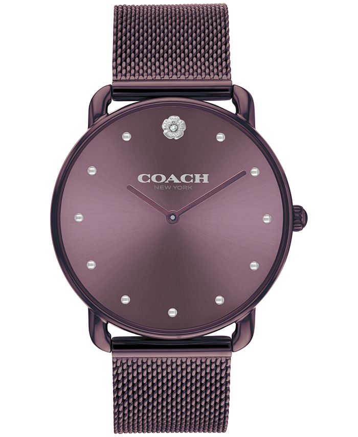 COACH Women s Elliot Purple Stainless Steel Mesh Bracelet Watch